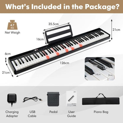 88-Key Electronic Keyboard with Storage Bag for Kids and Adults-Black