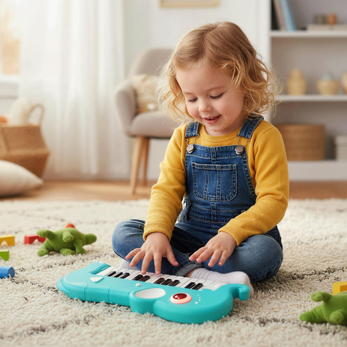 25-Key Kids Piano Keyboard Elephant Shape Toy Digital Piano with Built-in Music-Blue