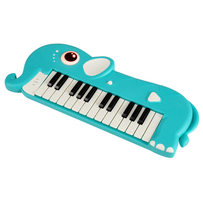 25-Key Kids Piano Keyboard Elephant Shape Toy Digital Piano with Built-in Music-Blue
