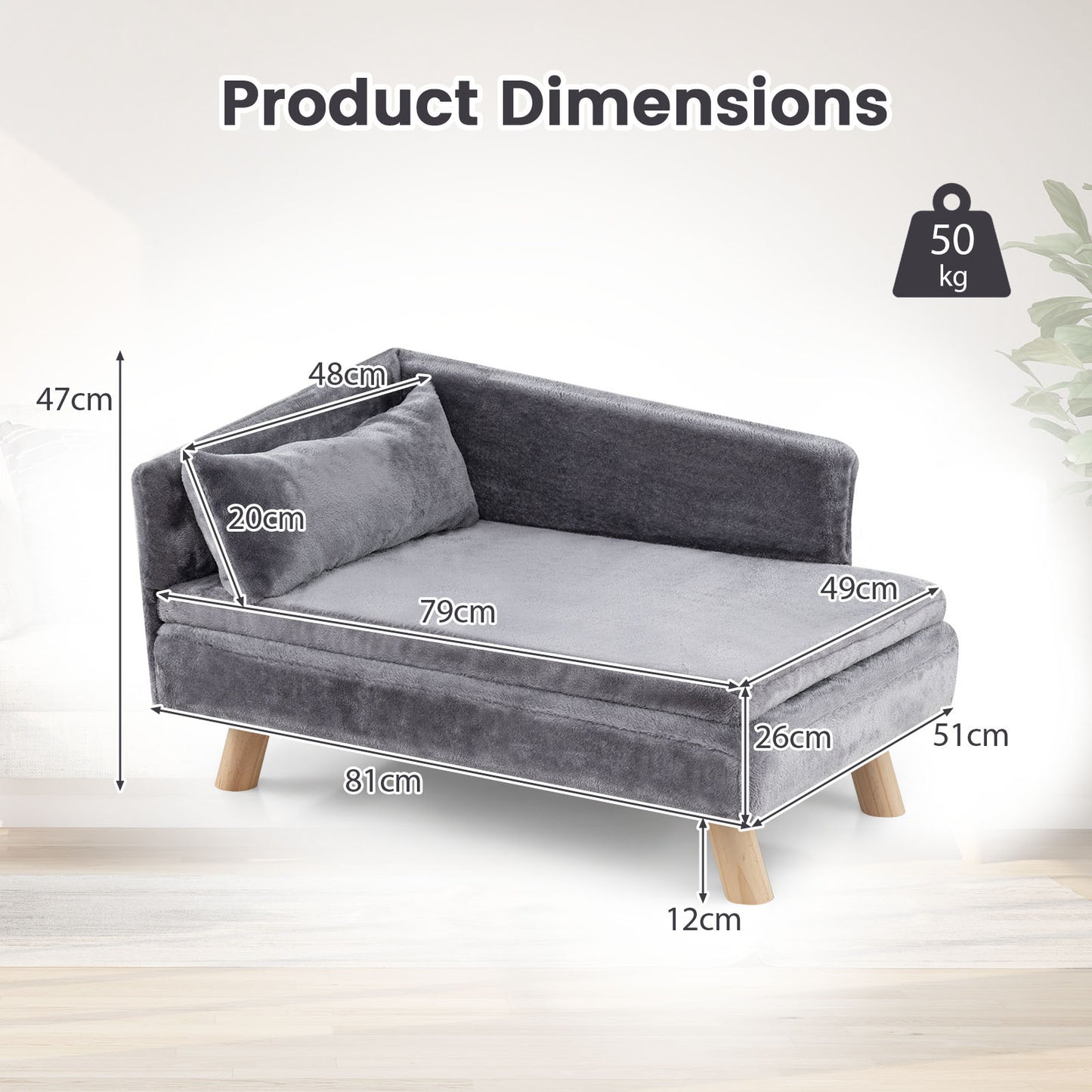 Elevated Pet Bed for Medium and Small-Sized Dogs Puppies Cats Kittens-Grey