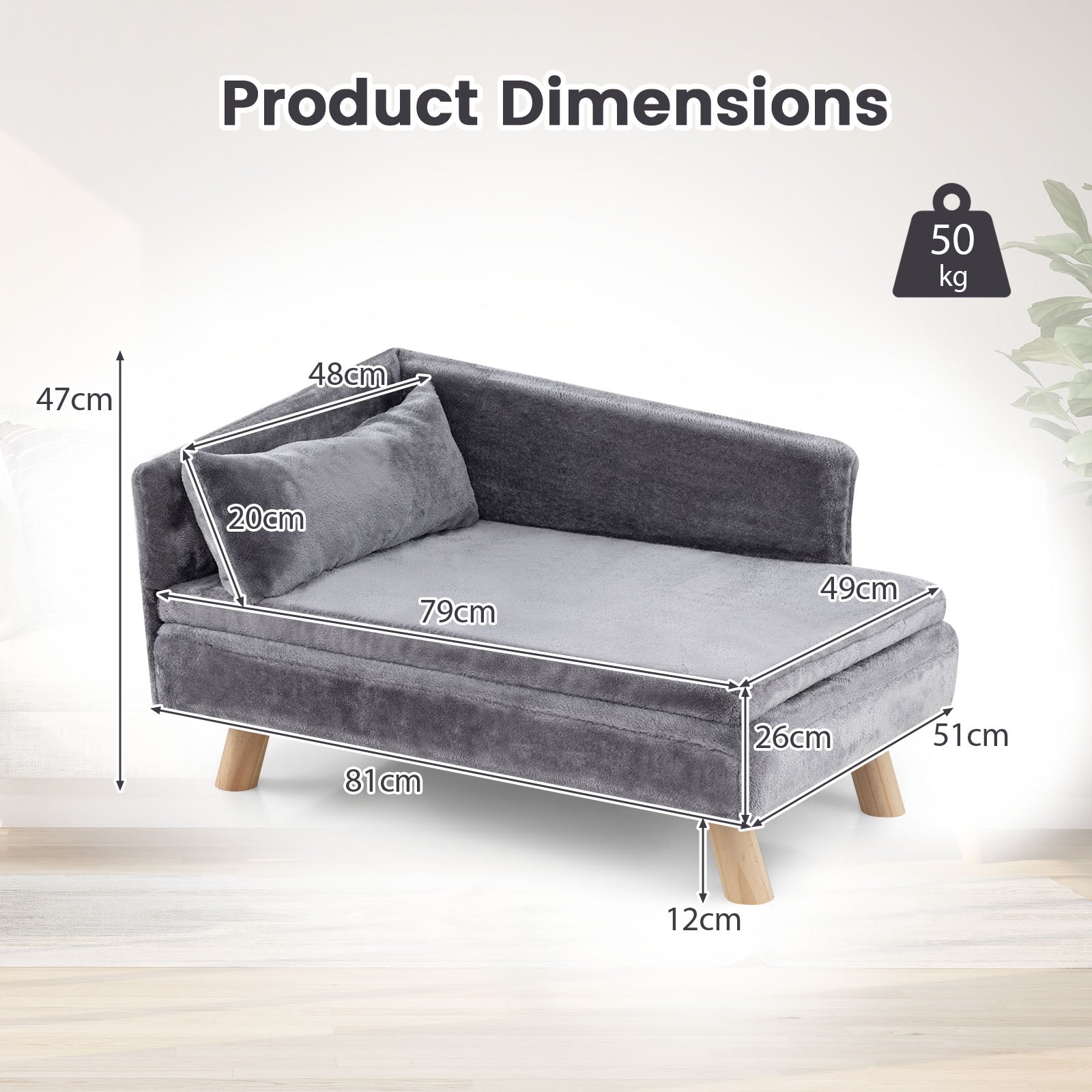 Elevated Pet Bed for Medium and Small-Sized Dogs Puppies Cats Kittens-Grey