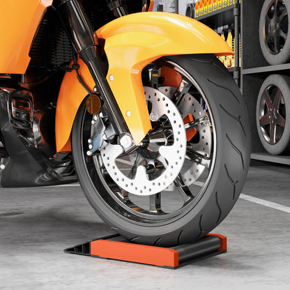 Stojak rolkowy do czyszczenia kół motocyklowych HOMCOM z aluminiową ramą i rolkami, stojak do konserwacji motocykli do czyszczenia opon i smarowania łańcucha, pasuje do opon o szerokości &lt;180 mm, do motocykli o wadze &lt;500 funtów, czarny