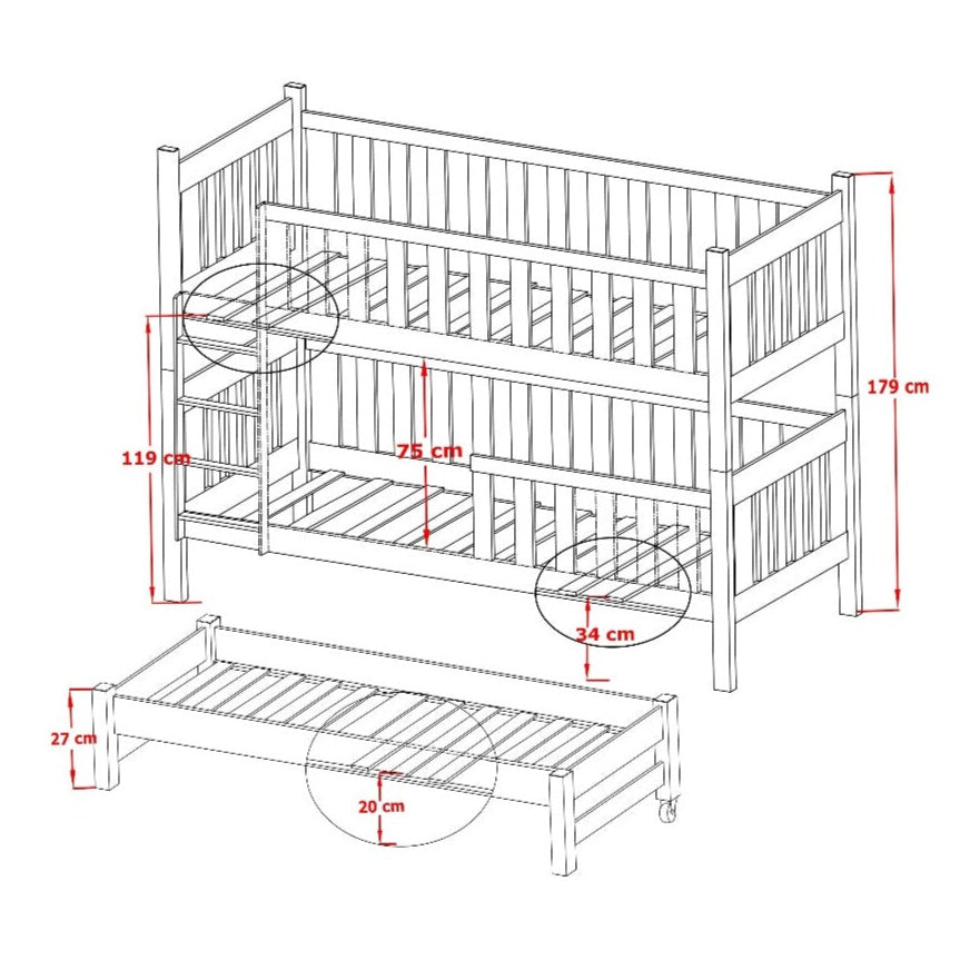 Banbury Emily Bunk Bed with Trundle and Storage