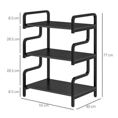 3-Tier Storage Shelves, Metal Shelving Unit, Industrial Printer Table for Home Office, Display Rack for Living Room, Black