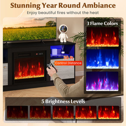 Entertainment Center with 18" Electric Fireplace and Open & Enclosed Storage