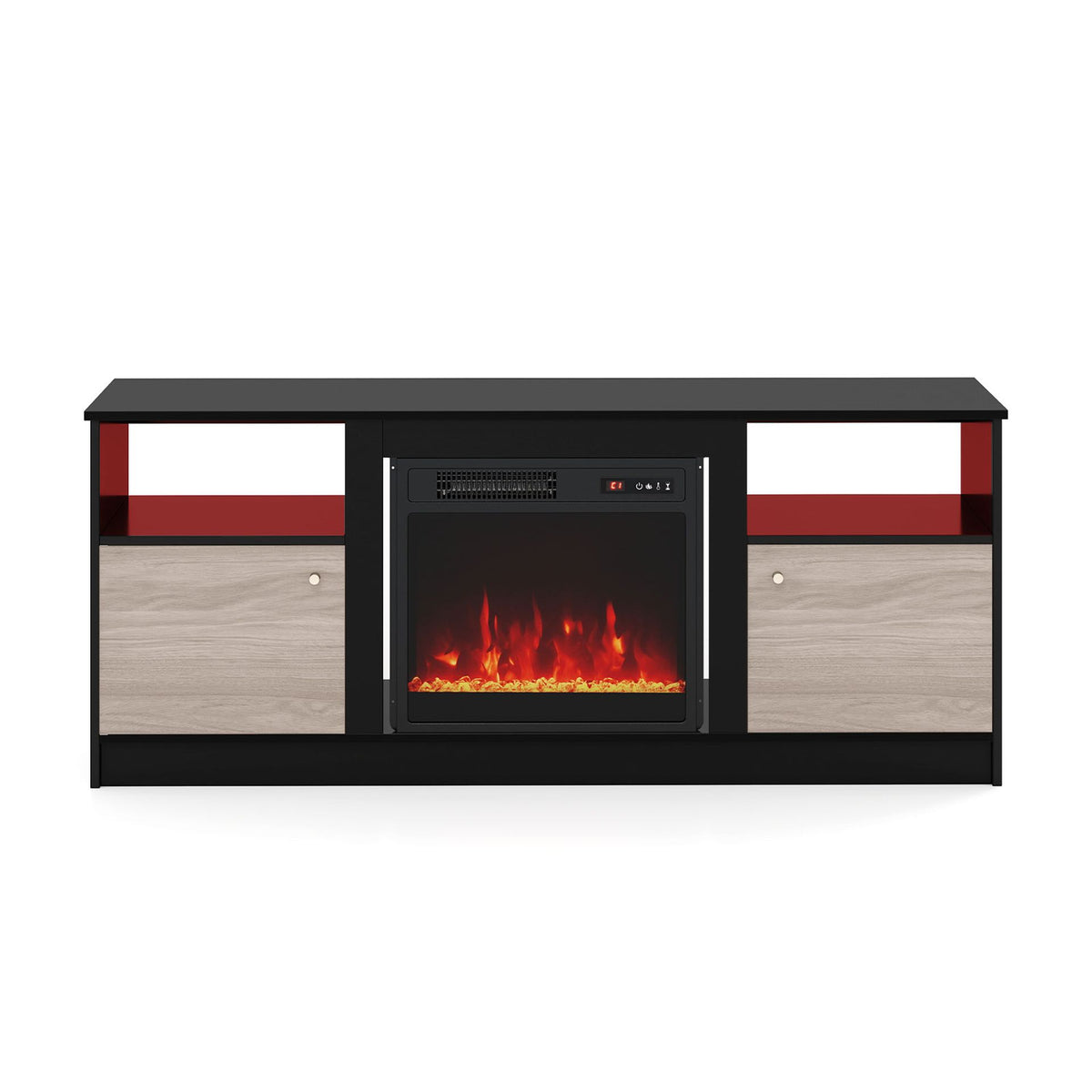 Entertainment Center with 18" Electric Fireplace and Open & Enclosed Storage