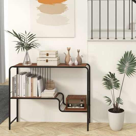 Console Table with Storage Shelf and Metal Frame for Living Room