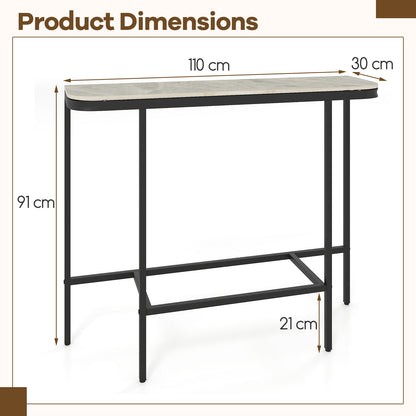Entryway Table with Faux Marble Top and Metal Frame for Hallway-Grey