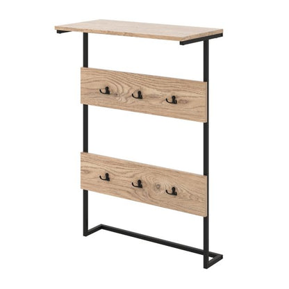 Entryway Wall Coat Rack with 6 Hooks and Display Shelf-Natural