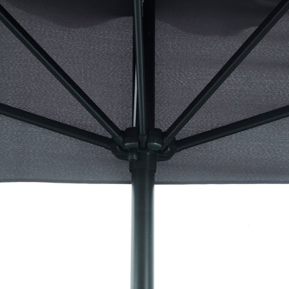 Outsunny 2.3m Half Parasol Semi Round Umbrella Patio Metal Frame Crank Handle for Balcony-- NO BASE INCLUDED, Grey