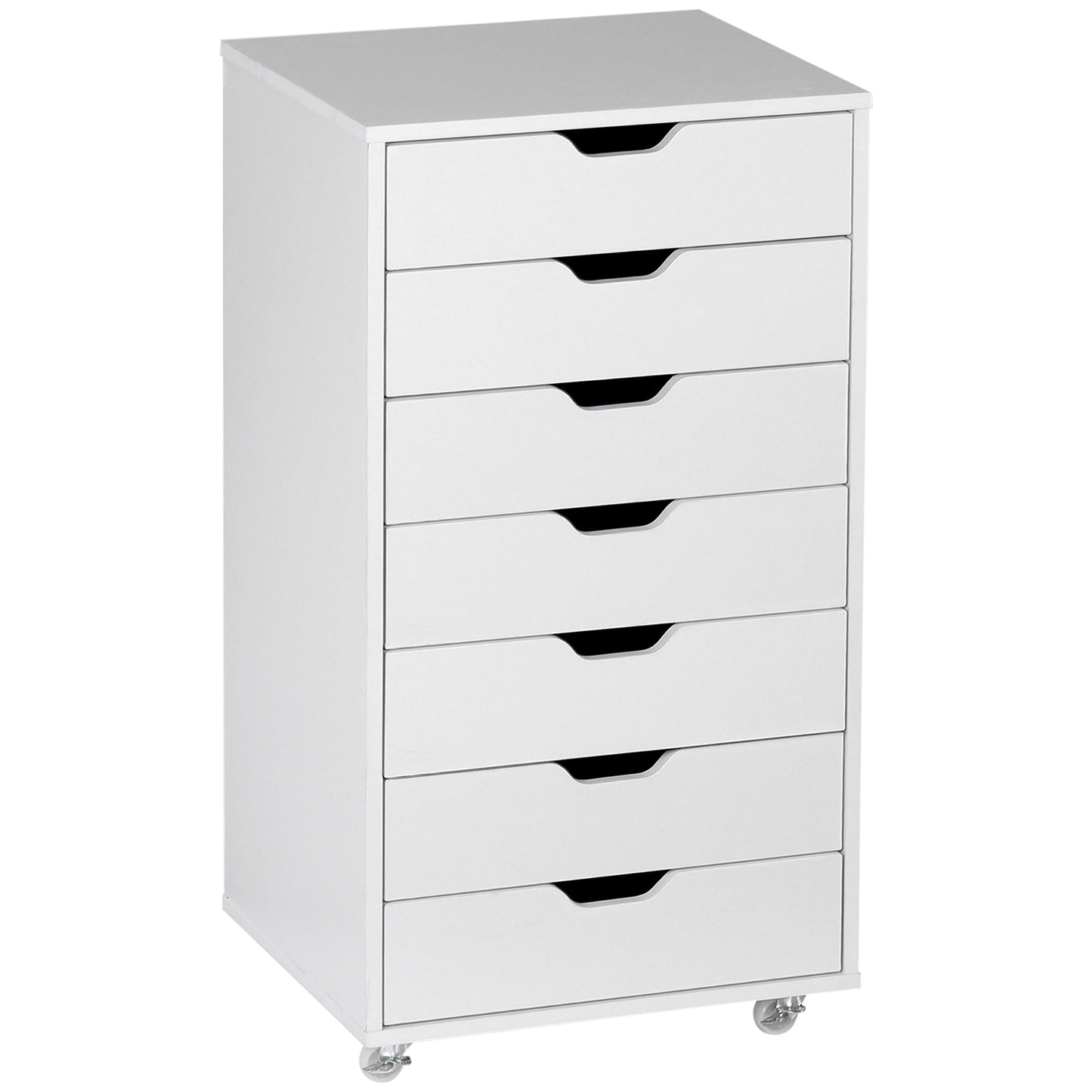 Vinsetto Seven-Drawer Filing Cabinet, with Wheels - White