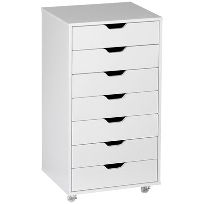 Vinsetto Seven-Drawer Filing Cabinet, with Wheels - White