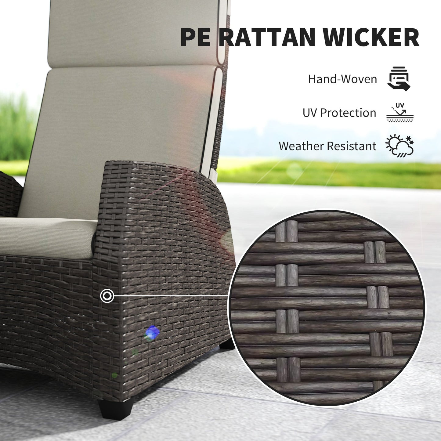 Outsunny 5-Piece Rattan Garden Furniture Set with Cushions - Brown