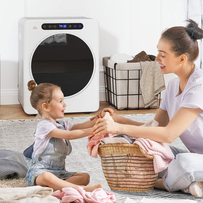 HOMCOM 4kg Vented Tumble Dryer, 1000W Compact Freestanding Front Tumble Dryer with Stainless Steel Tub, Timer, 6 Heat Settings, Small Portable Clothes Dryer, White