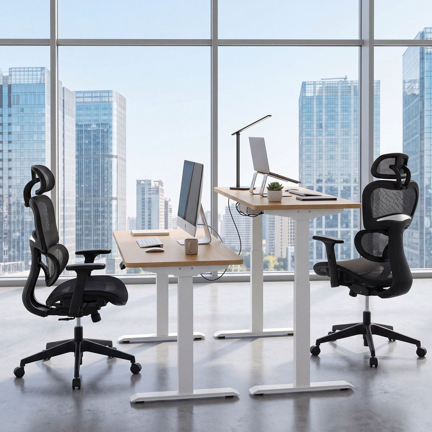 Ergonomic Mesh Office Chair with Lumbar Support & Adjustable Headrest Armrests-Black