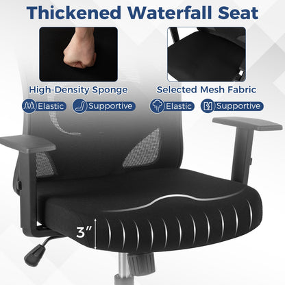 Ergonomic Office Chair with 3D Headrest and Adjustable Lumbar for Office-Black