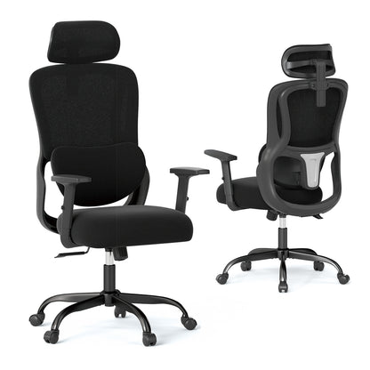 Ergonomic Office Chair with Headrest High Back Desk Chair-Black