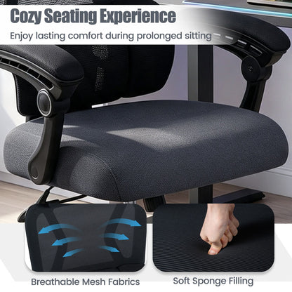 Ergonomic Office Computer Mesh Chair with High Back and Adaptive Lumbar Support-Black