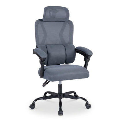 Ergonomic Office Computer Mesh Chair with High Back and Adaptive Lumbar Support-Grey