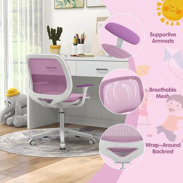Ergonomic Children Study Chair with Breathable Mesh Back-Purple