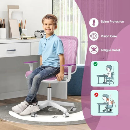 Ergonomic Children Study Chair with Breathable Mesh Back-Purple