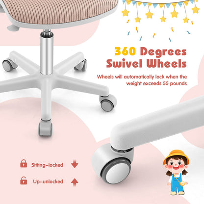 Ergonomic Children Study Chair with Breathable Mesh Back-Pink