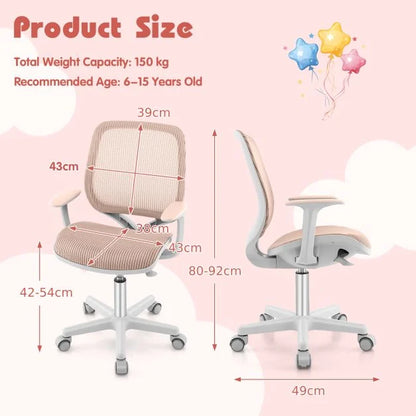 Ergonomic Children Study Chair with Breathable Mesh Back-Pink