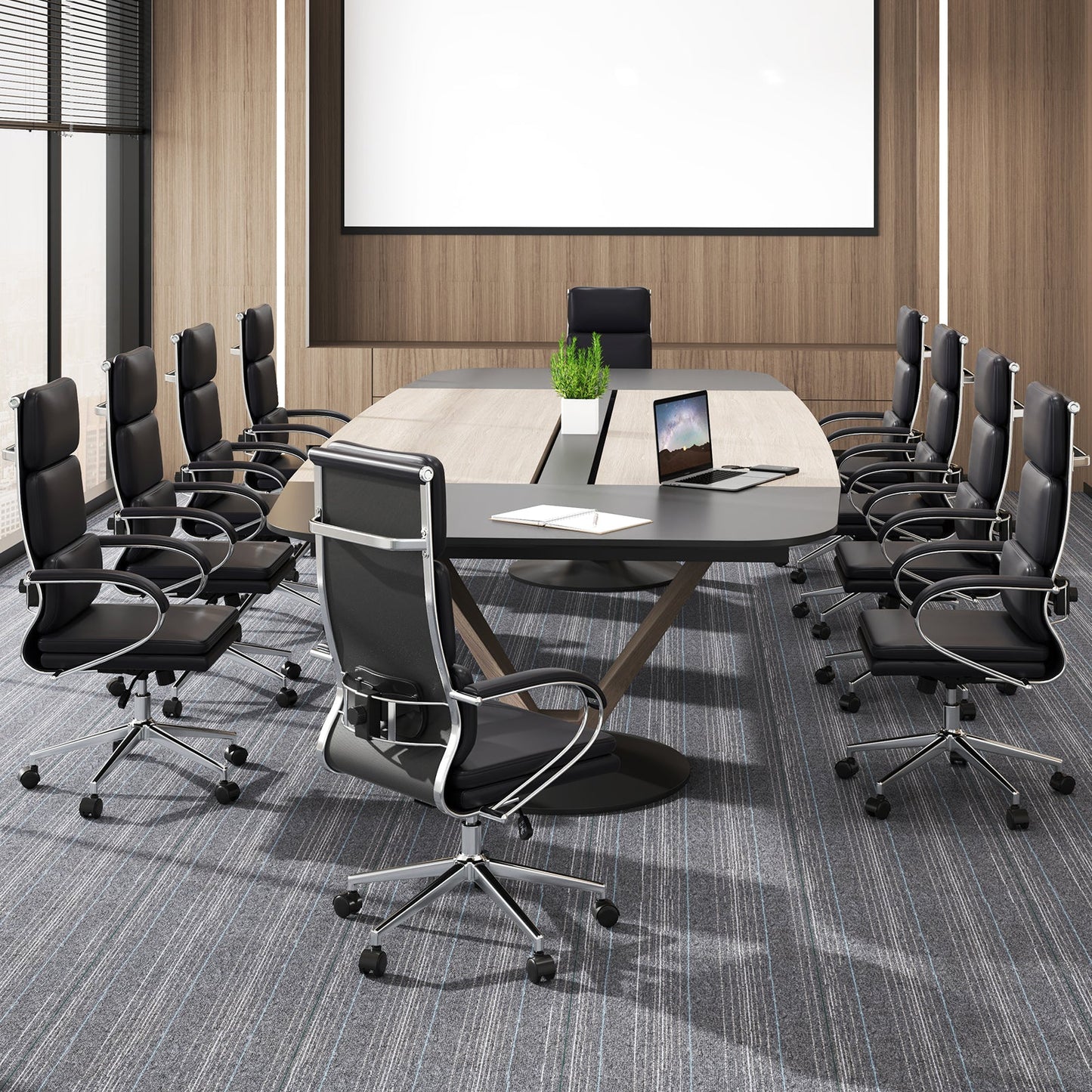 Ergonomic Leather Office Chair Executive Chair with Rocking Function-Black