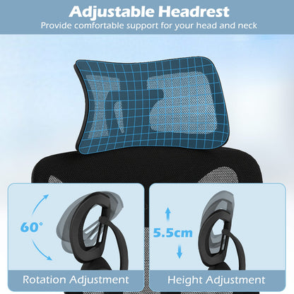 Ergonomic Mesh Office Chair High Back Executive Chair with Adjustable Lumbar Support-Black