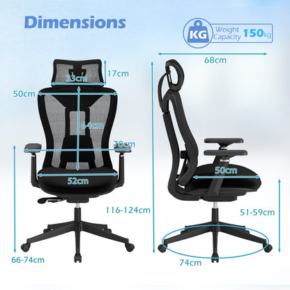 Ergonomic Mesh Office Chair High Back Executive Chair with Adjustable Lumbar Support-Black