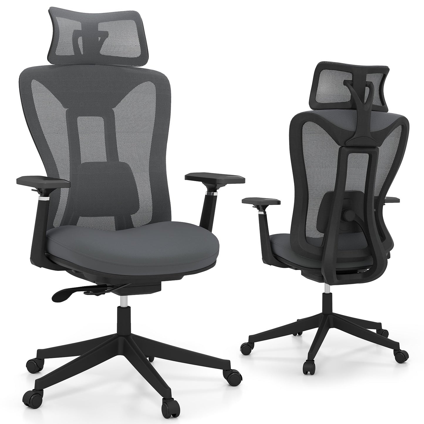 Ergonomic Mesh Office Chair High Back Executive Chair with Adjustable Lumbar Support-Grey