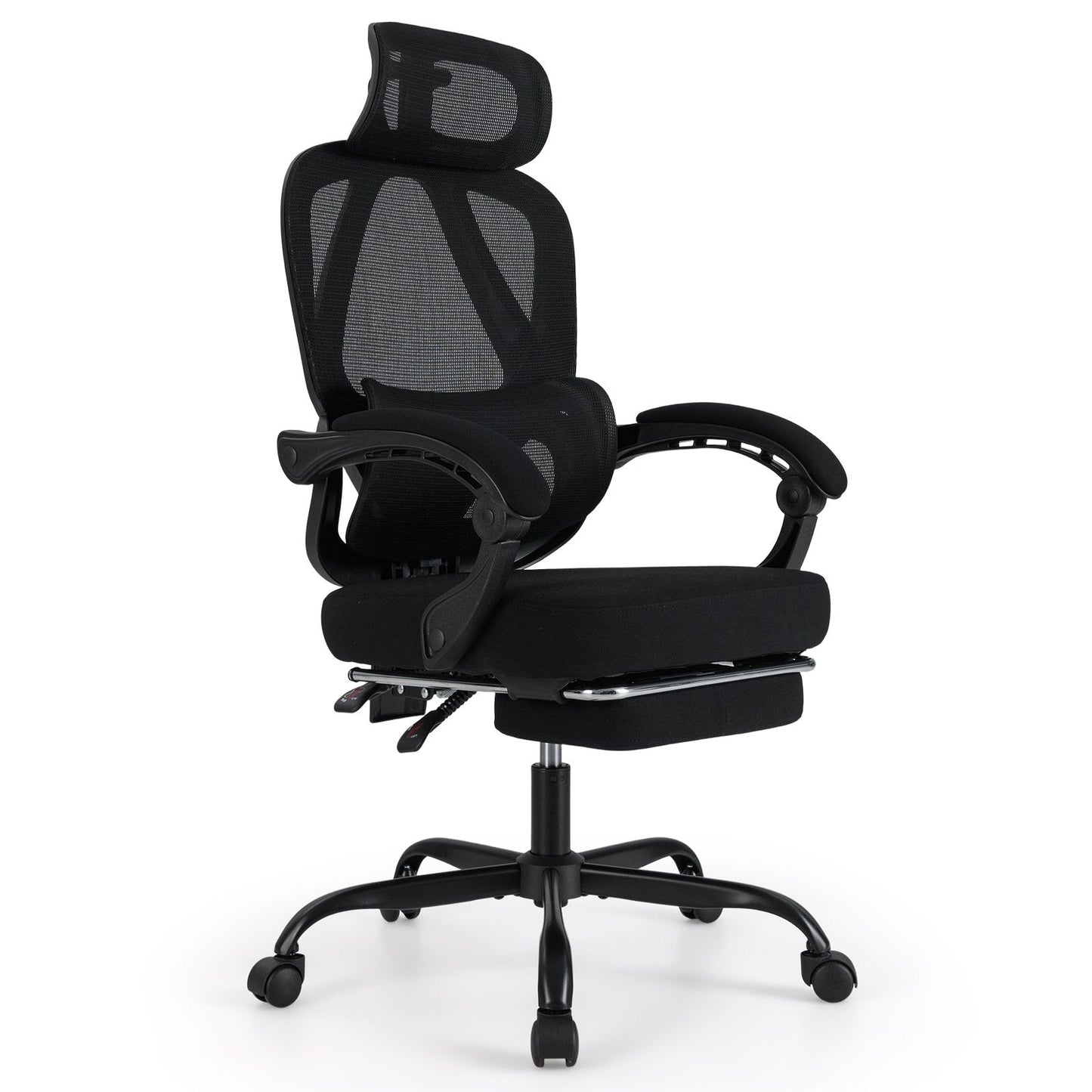 Ergonomic Office Chair High Back Mesh Desk Chair with Retractable Footrest-Black