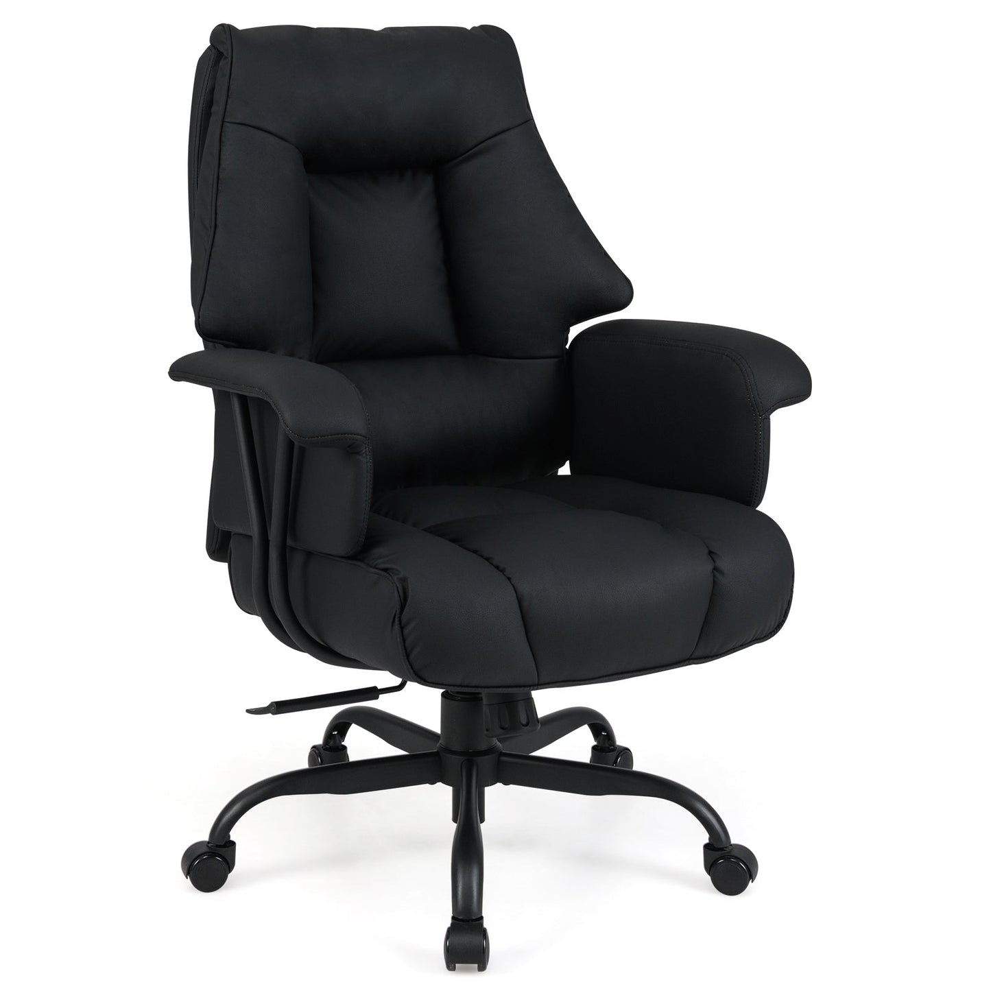 Ergonomic Office Chair with Spring Cushion Seat and Adjustable Swivel Seat-Black