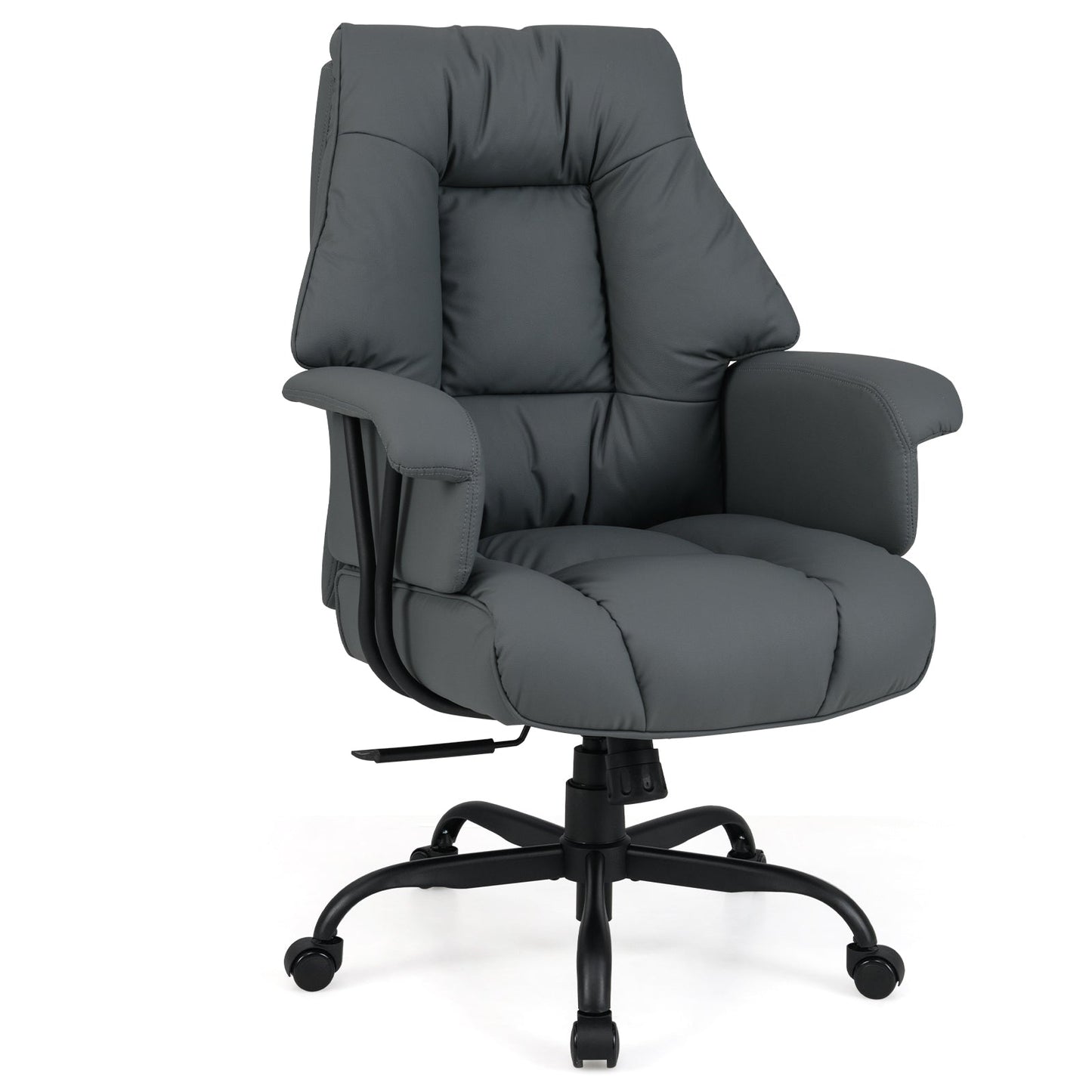 Ergonomic Office Chair with Spring Cushion Seat and Adjustable Swivel Seat-Grey