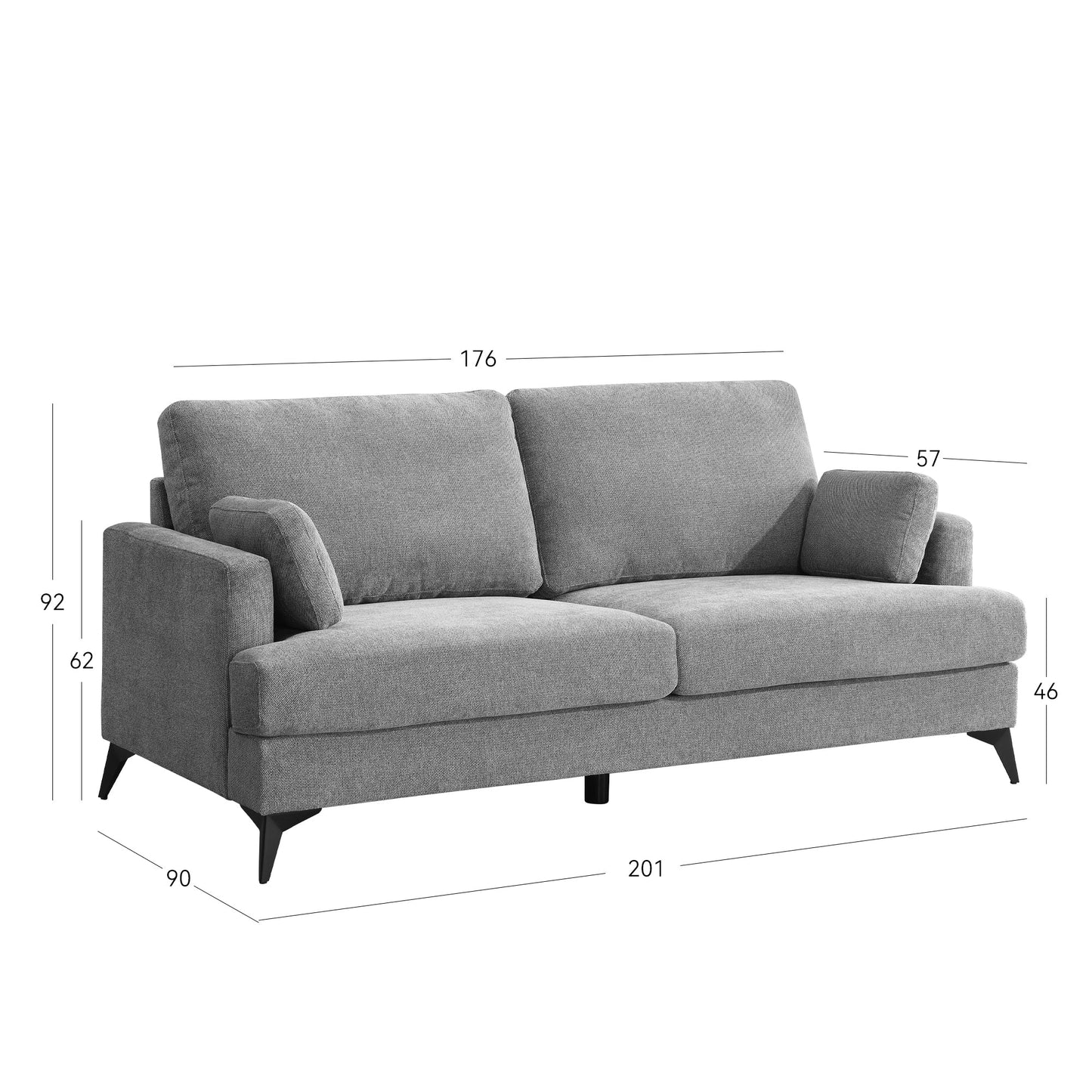 Ervin Sofa 3 Seater Grey