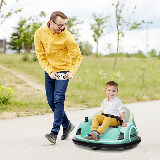 AIYAPLAY 360√Ç¬∞ Obrotowy samochód zderzakowy dla dzieci, 12 V samochód walca z pilotem, podwójny joystick, muzyka, światła, zielony