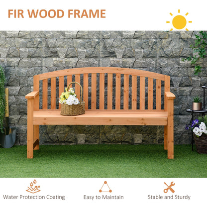 Outsunny 3 Seater Wooden Garden Bench with Armrest, Outdoor Furniture for Park, Balcony, Orange