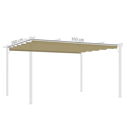 Outsunny Retractable Pergola Cover, 3.5 x 2.6 m Replacement Canopy Fabric for 4 x 3 m Frame, Roof Top Only, Tan