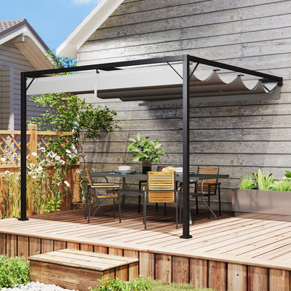 Outsunny 3 x 3(m) Pergola zewnętrzna z chowanym daszkiem - szara