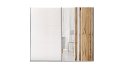 Black/Cashmere/Oak Wotan Mirrored Sliding Door Wardrobe 250cm – KINGSLEY