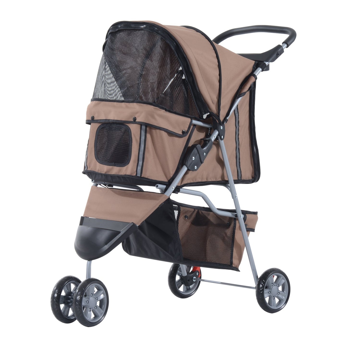 Pawhut Dog Pram Pet Travel Stroller Dog Pushchair مع ثلاث عجلات - قهوة