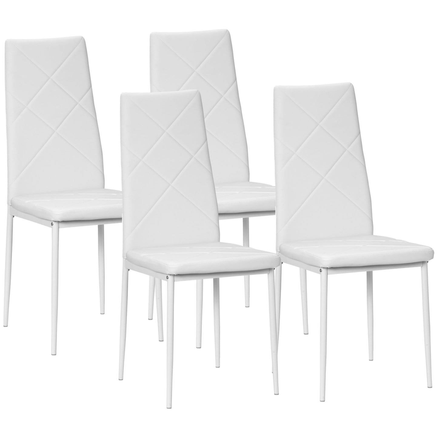 HOMCOM Set of 4 Faux Leather Dining Chairs - White
