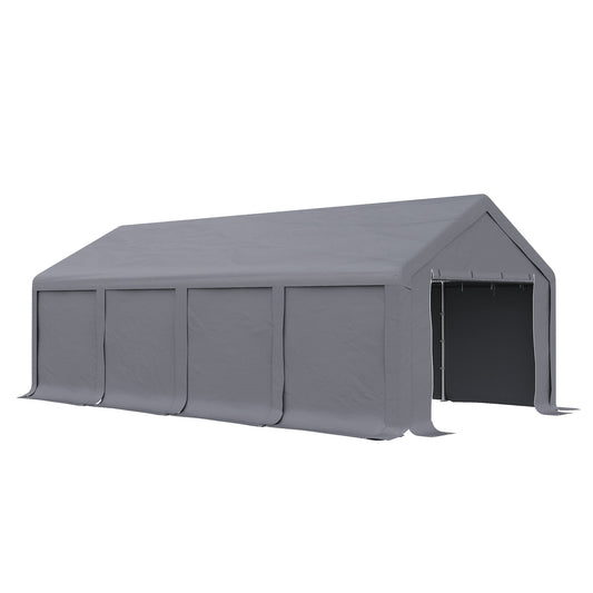 Outsunny 4 x 8 m Marquee Gazebo with Sides, 420g/m_ PVC Cover, Heavy Duty Party Tent Canopy & Carport Shelter for Outdoor Event, Wedding, Dark Grey