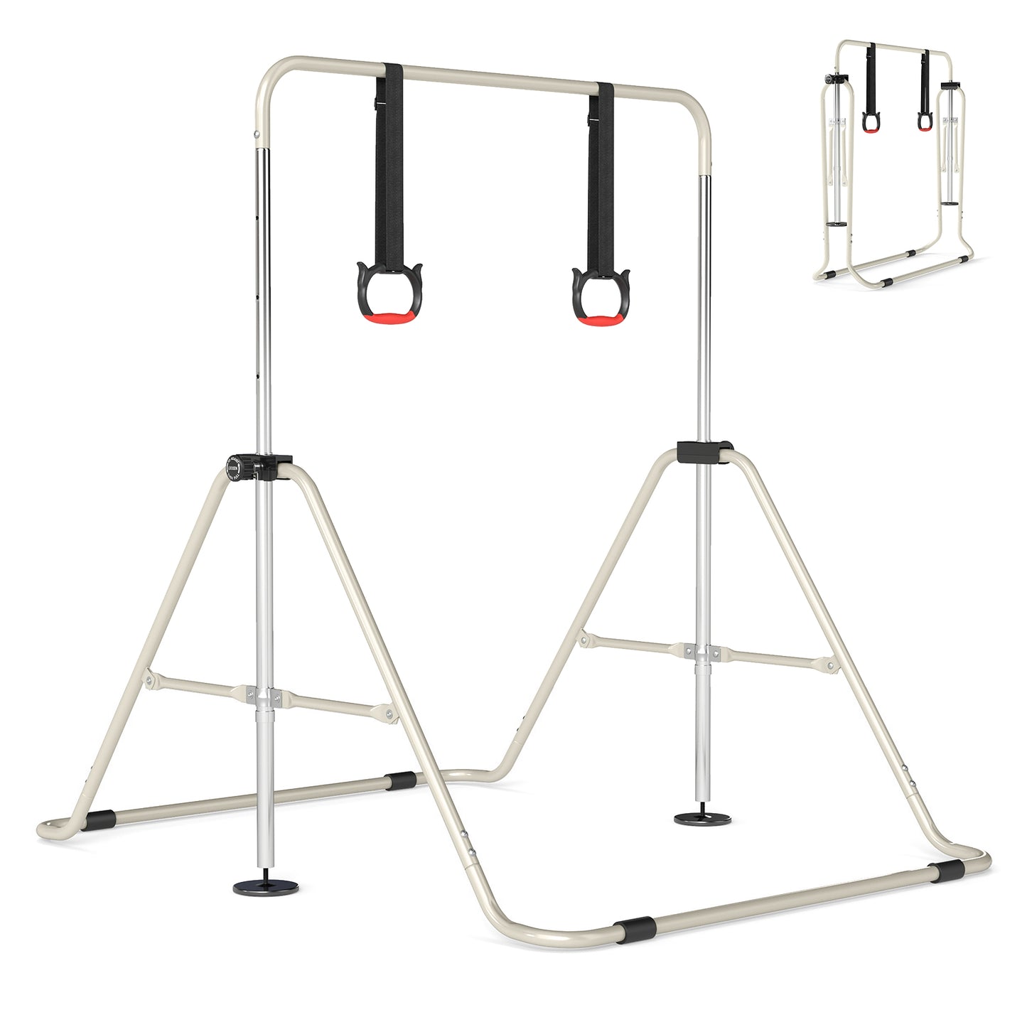 Expandable Gymnastic Bar for Kids 4-Level Height Adjustable Gymnastic Bar-Beige