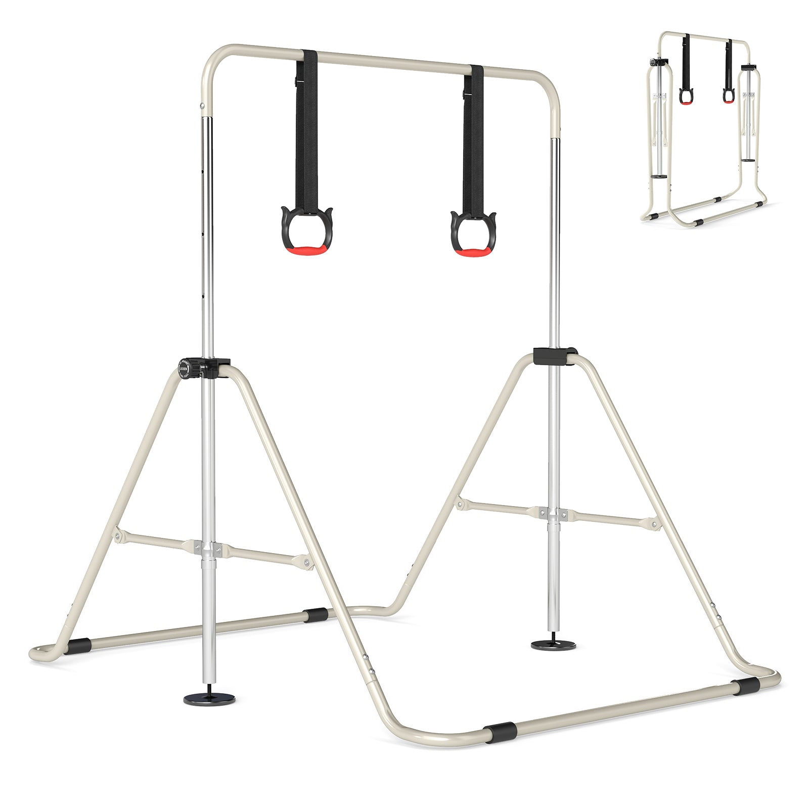 Expandable Gymnastic Bar for Kids 4-Level Height Adjustable Gymnastic Bar-Beige