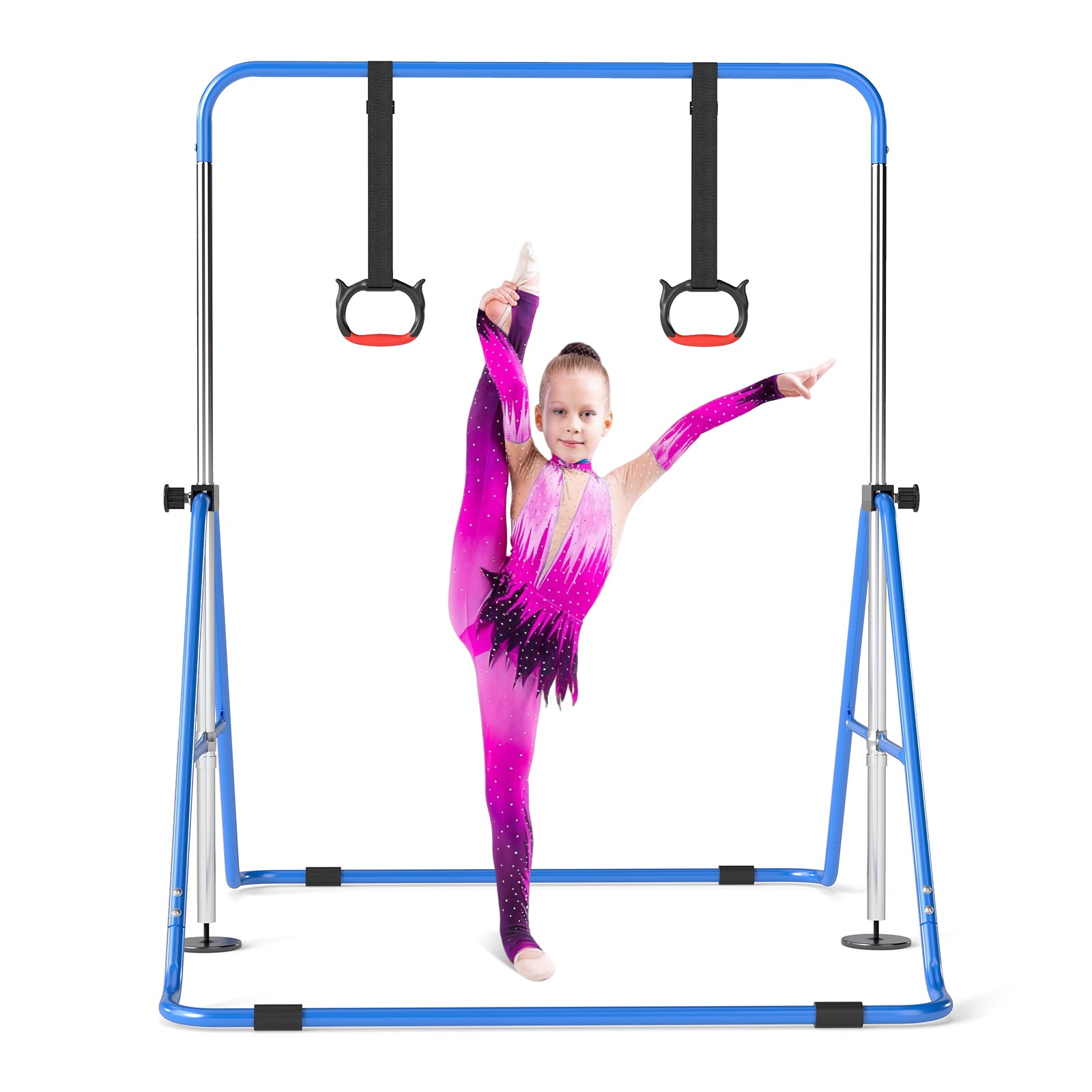 Expandable Gymnastic Bar for Kids 4-Level Height Adjustable Gymnastic Bar-Navy