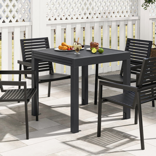 Expandable Patio Dining Table for 4-6 People-Grey