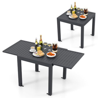 Expandable Patio Dining Table for 4-6 People-Grey