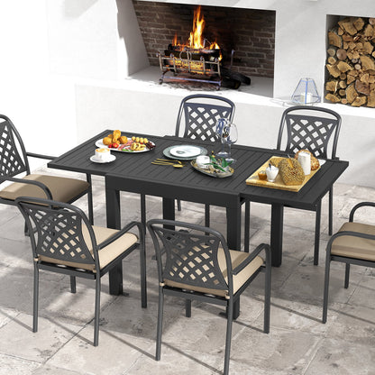 Expandable Patio Dining Table for 4-6 People-Grey