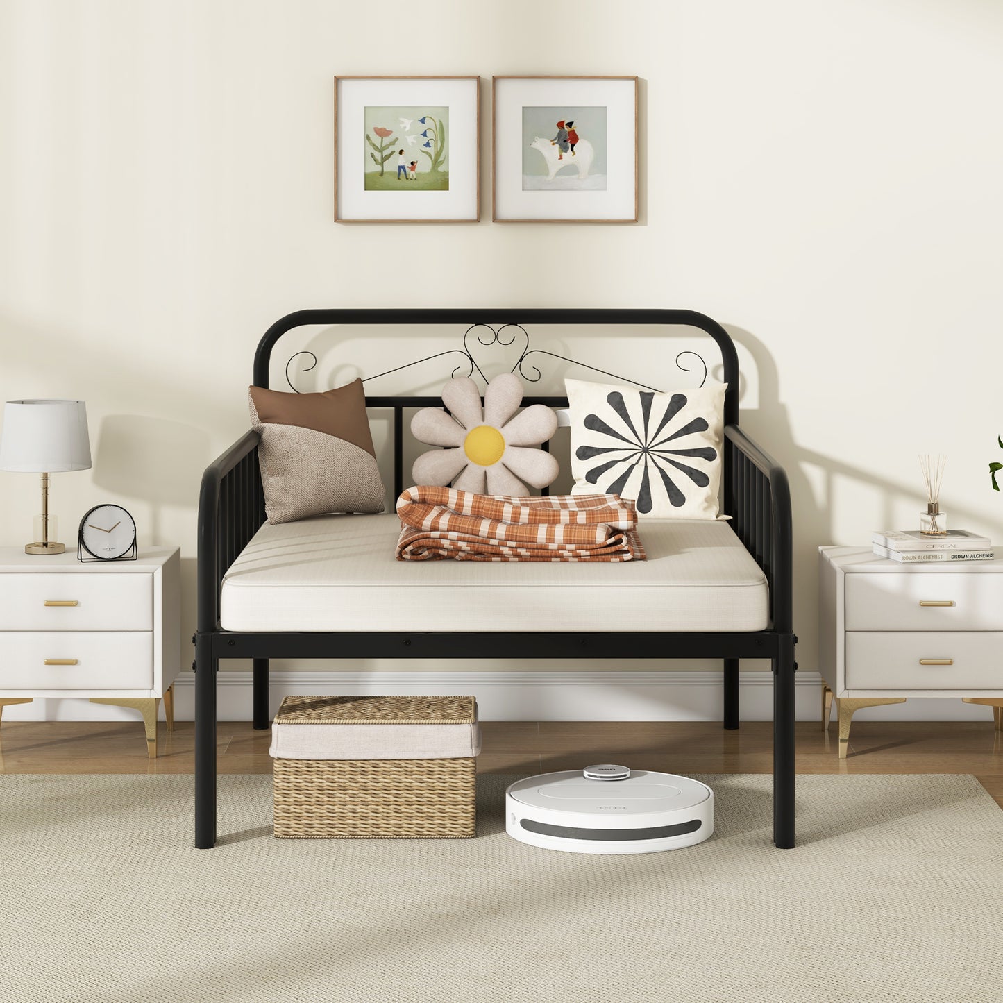 Extendable Daybed to Single Size Bed with Trundle for Adults and Guests-Black